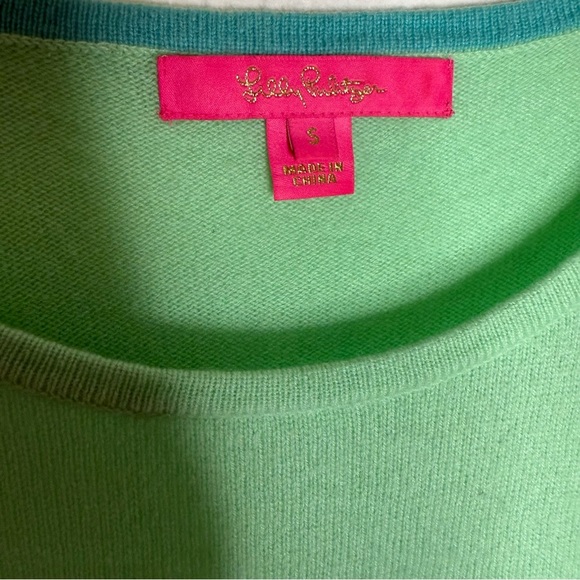 Lilly Pulitzer Rica Cashmere Sweater Size Small Blue Green Colorblock Fringe Hem - Picture 6 of 7